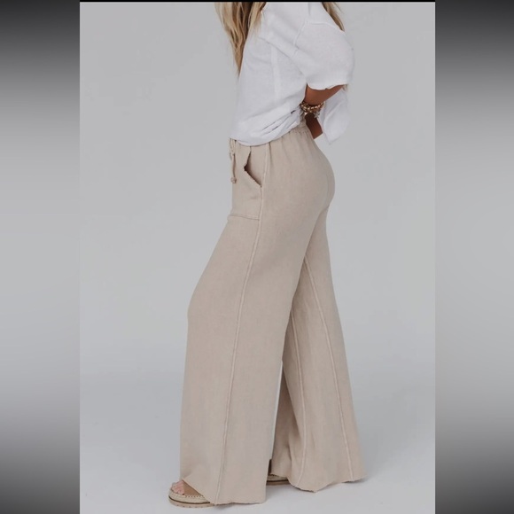 130 - Relaxing Robin Wide-Leg Pants Beige Womens - Picture 3 of 8